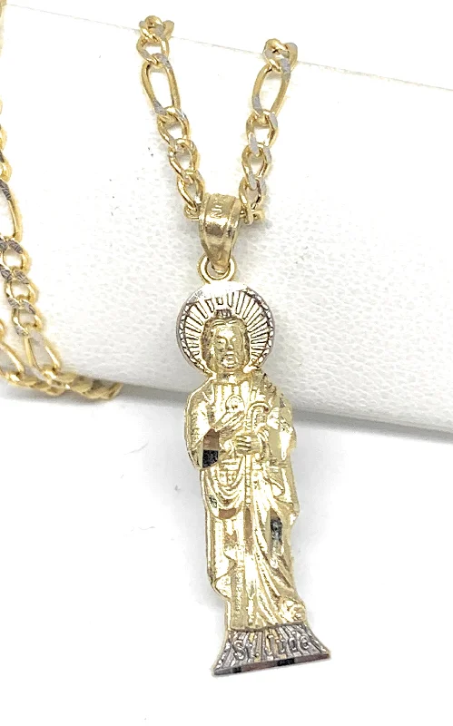 10k Solid Gold Yellow 2-Tone Small Saan Judas Saaint Jude Pendant (SM, LG)