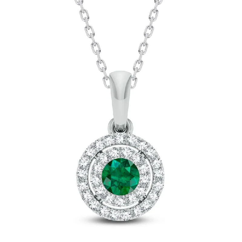 14K 0.14ct Diamond Emerald Pendant