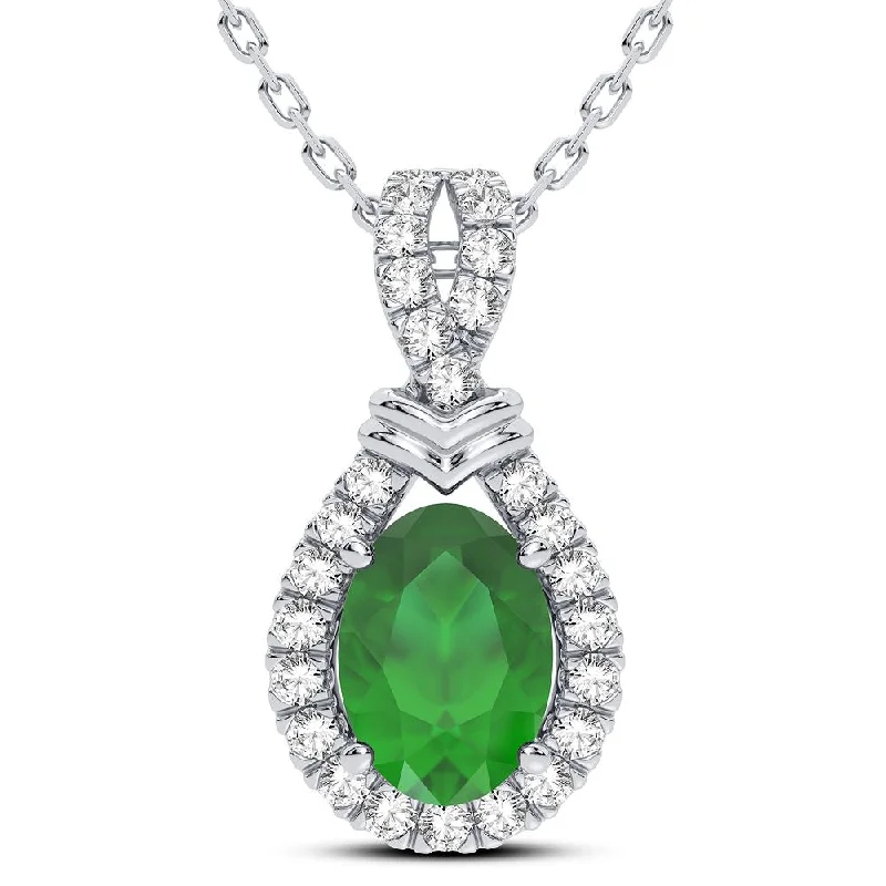 14K 0.14CT Diamond Emerald Pendant