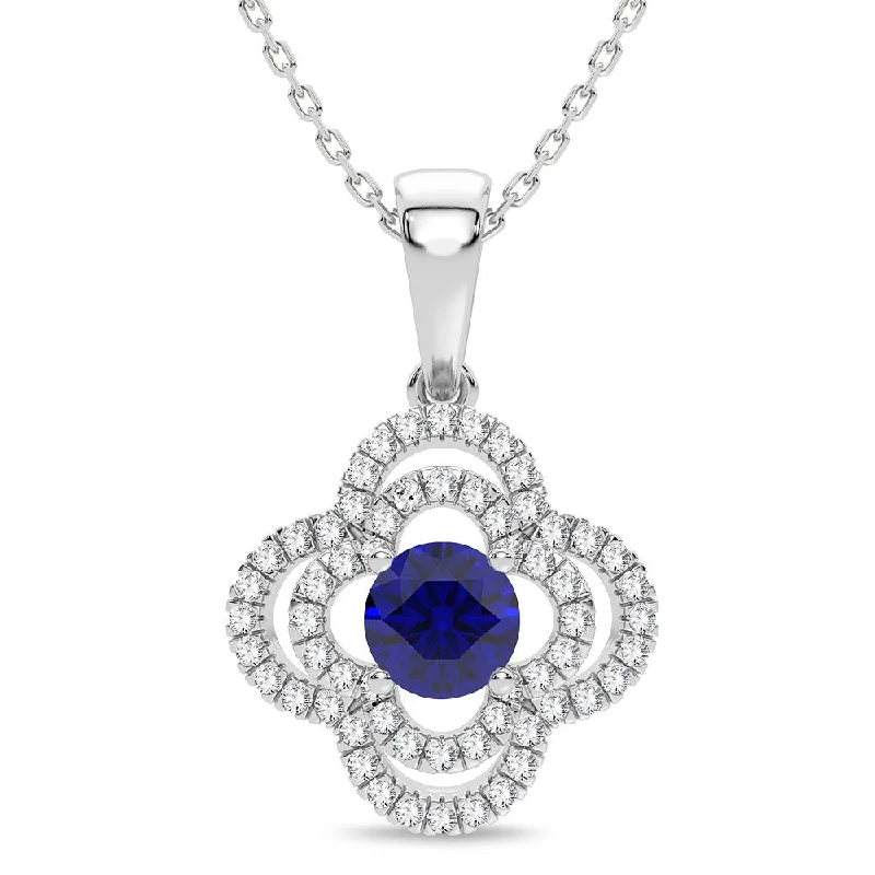 14K 0.25CT Diamond Pendant Sapphire