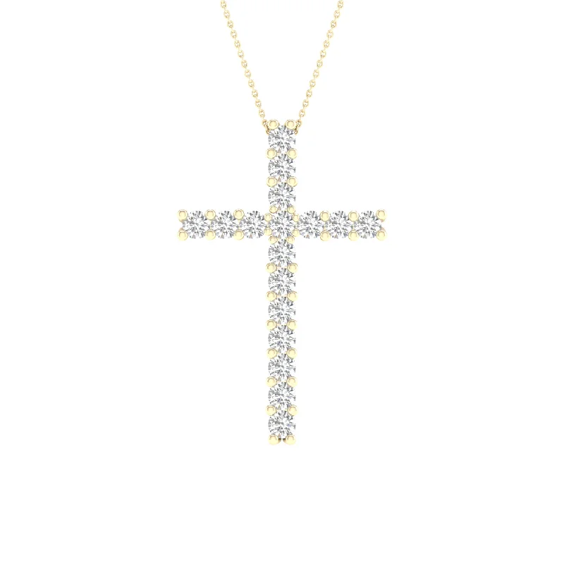 14K 0.50CT Certified Lab Grown Diamond Cross Pendant ( IGI Certified )