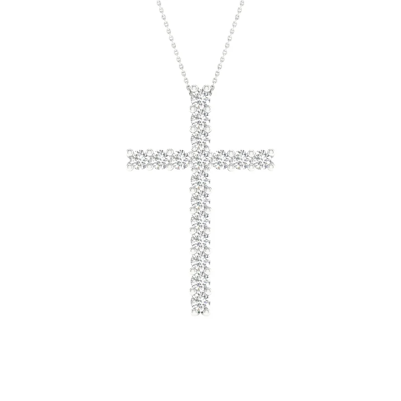 14K 0.50CT Certified Lab Grown Diamond Cross Pendant ( IGI Certified )