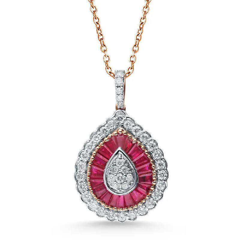 14K 0.60CT Diamond RUBY Pendant