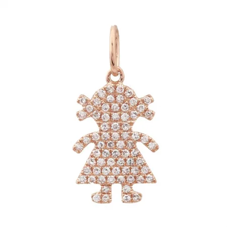 14K Gold Diamond Pave Girl Charm/ Pendant