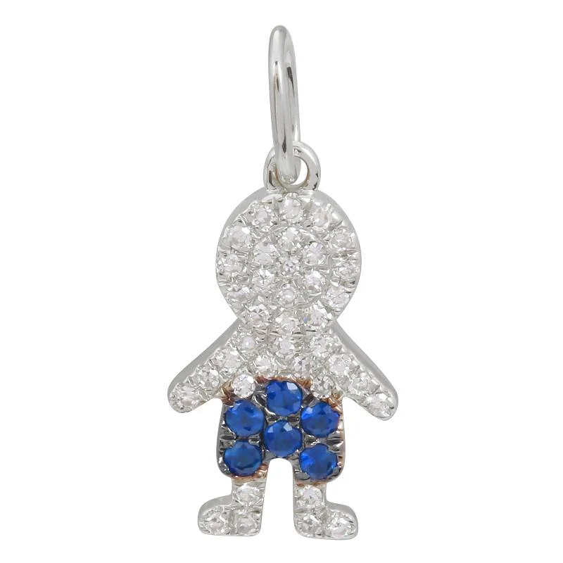 delicate pearl bracelet 14k White Gold Diamond and Sapphire Boy Charm