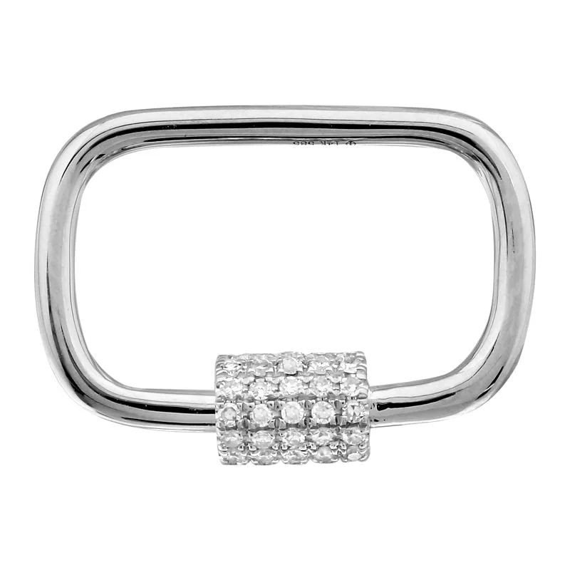 vintage platinum wedding band 14k White Gold Diamond Carabiner Charm