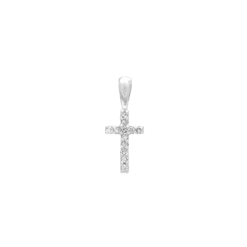 chunky boho turquoise ring 14K White Gold Diamond Cross Charm