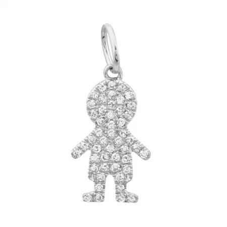 14K WHITE GOLD DIAMOND PAVE BOY PENDANT