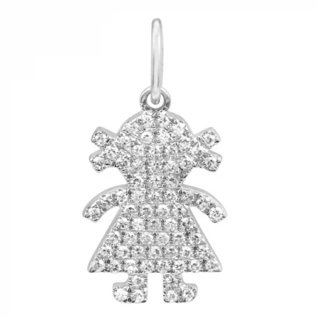 14K Gold Diamond Pave Girl Charm/ Pendant