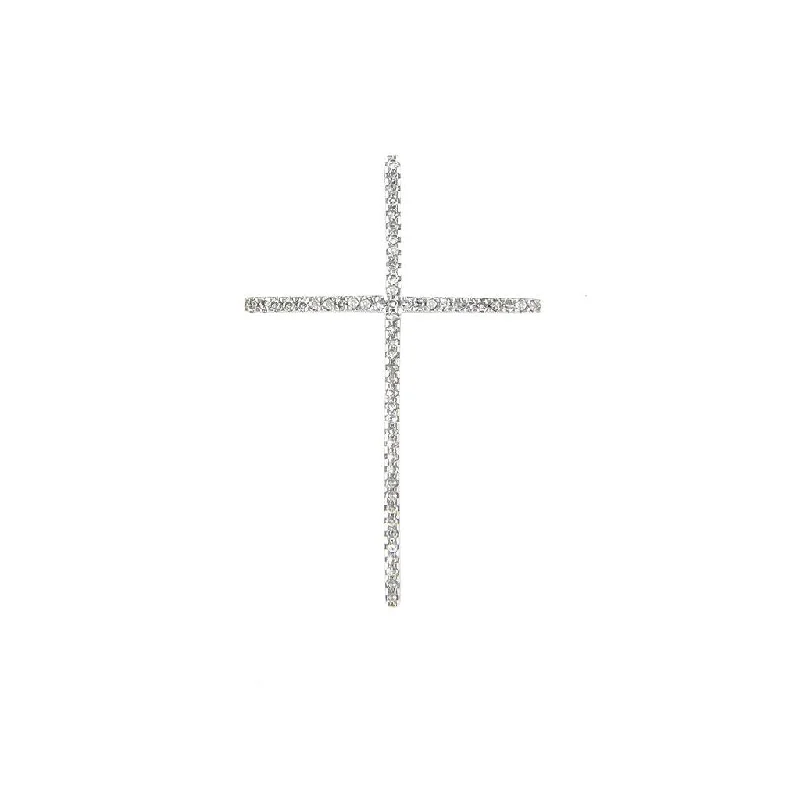 leather cuff bracelet men 14K White Gold Large Diamond Cross Pendant