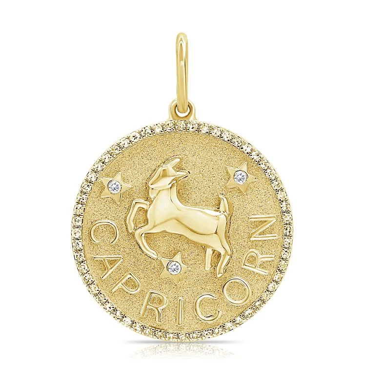 silver wedding band with engraving 14K Yellow Diamond Capricorn Zodiac Charm Pendant silver wedding band with engraving 14K Yellow Diamond Capricorn Zodiac Charm Pendant