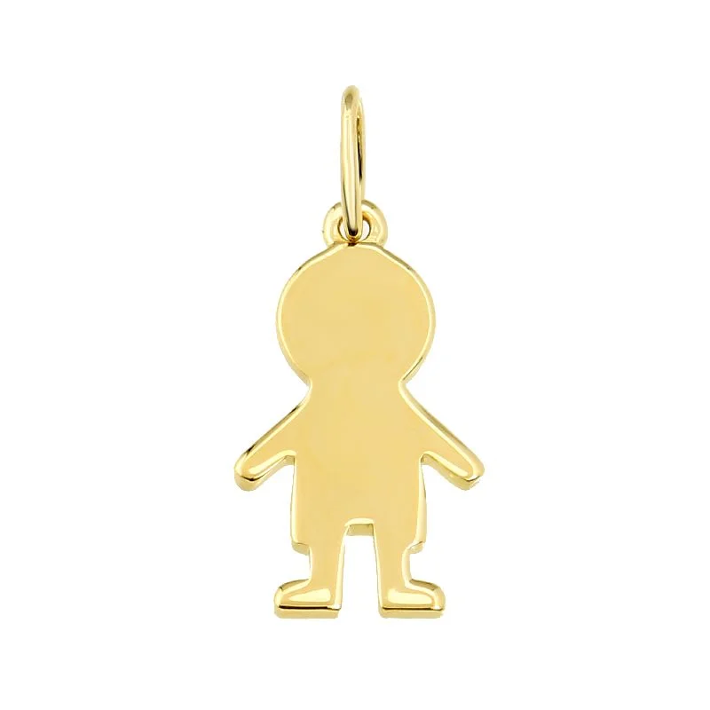 men’s silver wedding band 14K Yellow Gold Boy Charm
