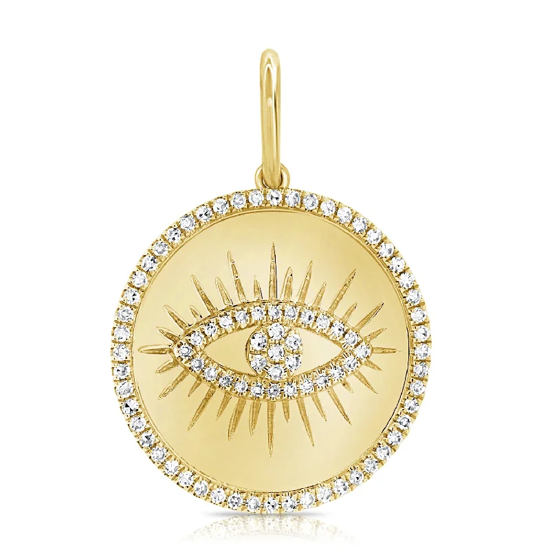 14K Yellow Gold Diamond Evil Eye High Polish Charm