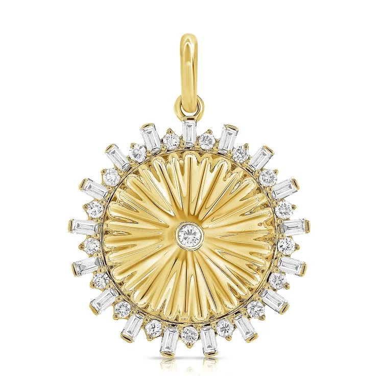 gold mesh bangle bracelet 14K Yellow Gold Diamond Fluted Disc Necklace