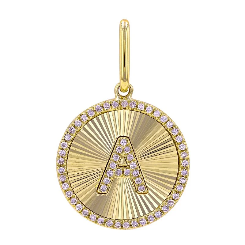 personalized couple’s keychain pendant 14K Yellow Gold Diamond Fluted Initial Pendant personalized couple’s keychain pendant 14K Yellow Gold Diamond Fluted Initial Pendant
