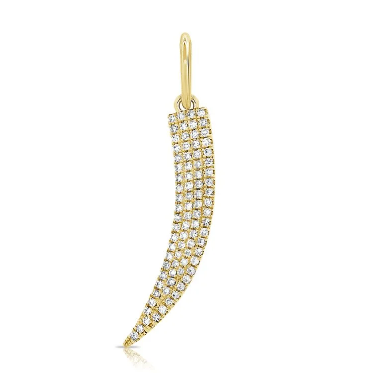 dainty birthstone ring for women 14K Yellow Gold Diamond Horn Pendant
