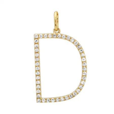statement gemstone necklace handmade 14K Yellow Gold Diamond Initial Pendant