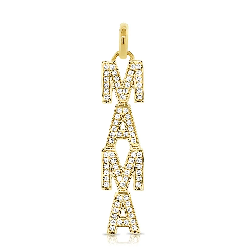 14K Yellow Gold Diamond Mama Pendant