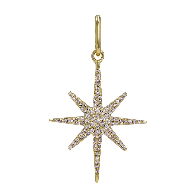 vintage rose gold engagement ring 14K Yellow Gold Diamond North Star Charm