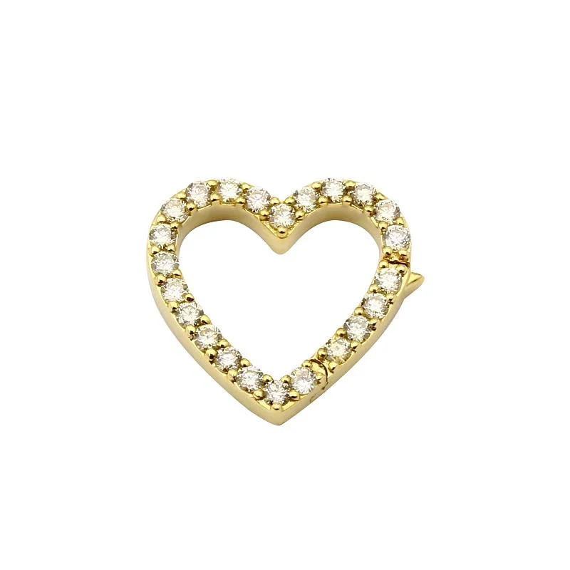 gold-plated chain necklace with charms 14k Yellow Gold Diamond Open Heart Charm