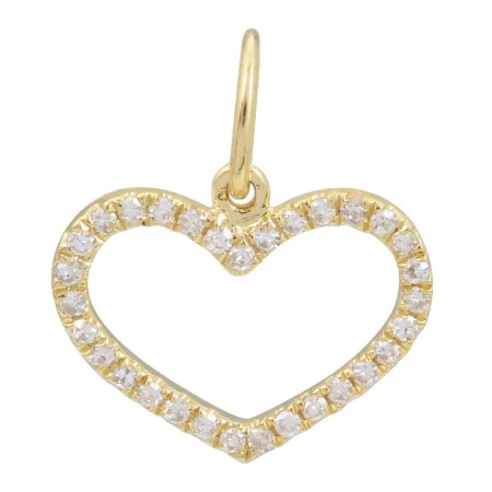 14K Yellow Gold Diamond Open Heart Pendant