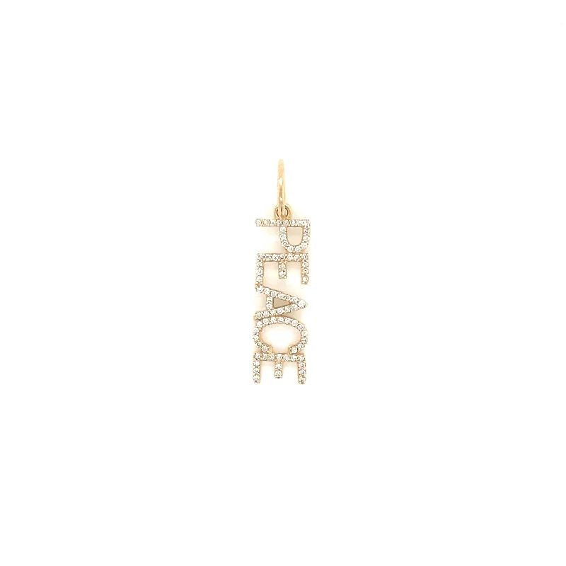 14K Yellow Gold Diamond "Peace" Charm