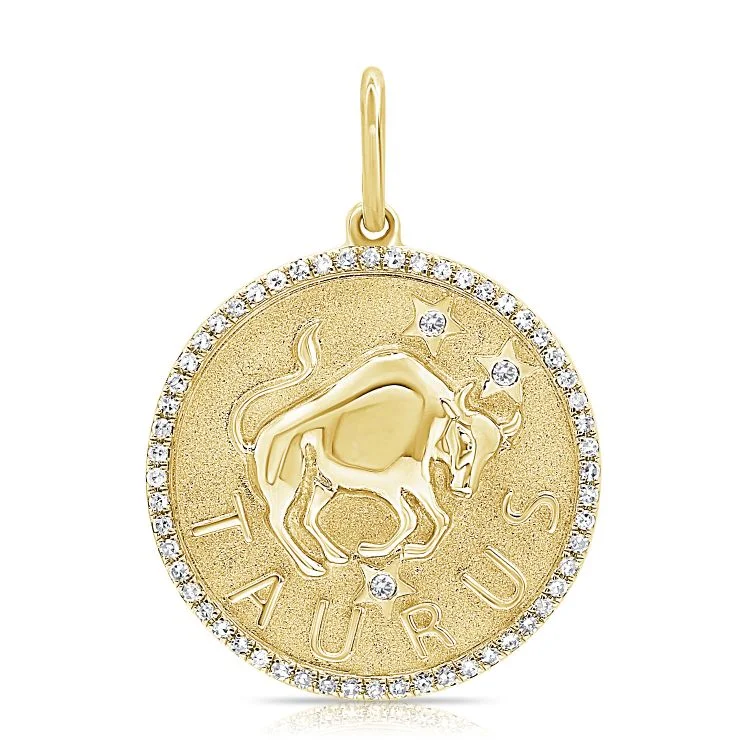 gold charm bracelet with initials 14K Yellow Gold Diamond Taurus Zodiac Charm Pendant gold charm bracelet with initials 14K Yellow Gold Diamond Taurus Zodiac Charm Pendant