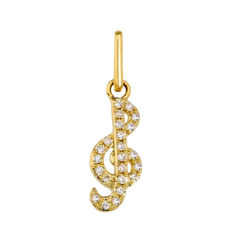 wedding band with diamonds 14k Yellow Gold Diamond Treble Clef Charm
