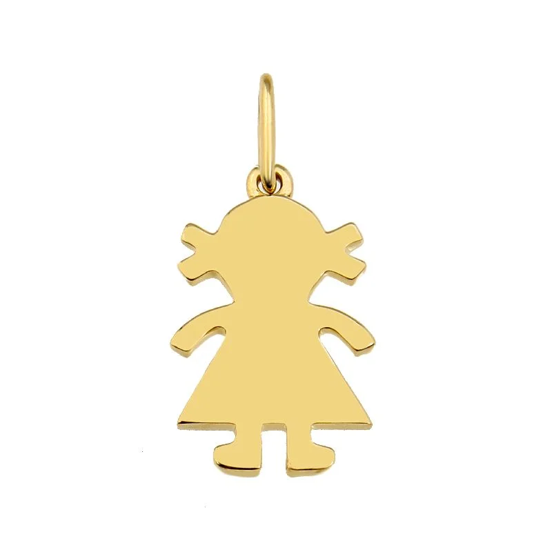 personalized couples ring engraved 14K Yellow Gold Girl Pendant