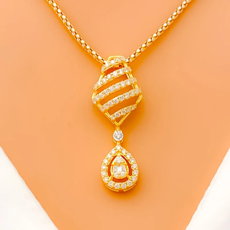 Captivating Drop Diamond + 18k Gold Pendant