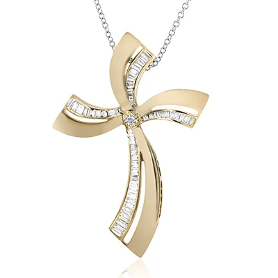 sparkling diamond drop earrings Cross Pendant in 18k Gold with Diamonds