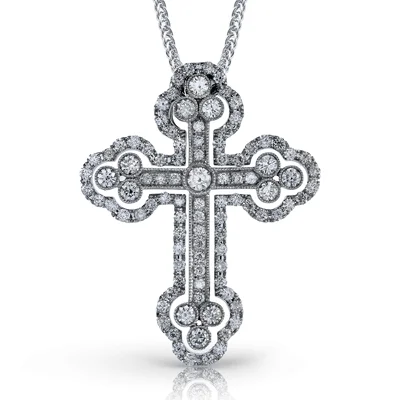 vintage diamond pendant necklace Cross Pendant in 18k Gold with Diamonds