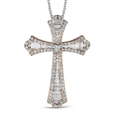 silver moon and star pendant Cross Pendant in 18k Gold with Diamonds