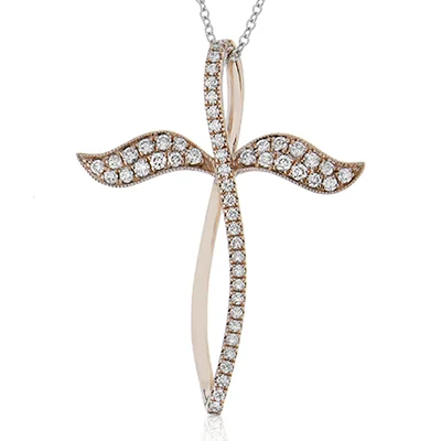 wedding anniversary diamond ring Cross Pendant in 18k Gold with Diamonds