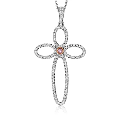 dainty gold anchor bracelet Cross Pendant in 18k Gold with Diamonds