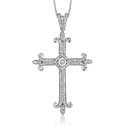 handcrafted gemstone toe ring Cross Pendant in 18k Gold with Diamonds