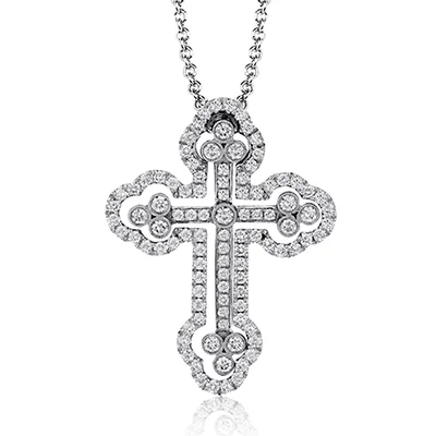 simple crystal pendant necklace Cross Pendant in 18k Gold with Diamonds