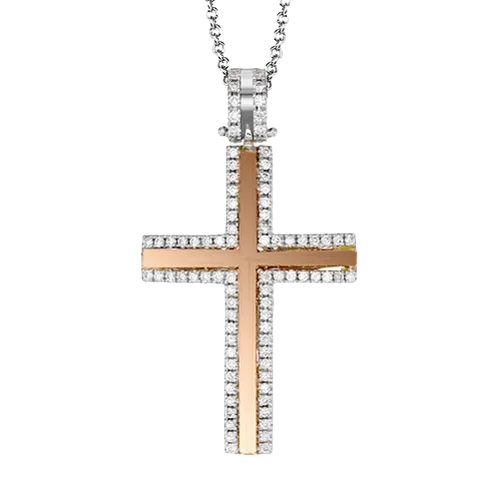 minimalist cubic zirconia earrings Cross Pendant in 18k Gold with Diamonds