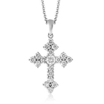 classic diamond solitaire earrings Cross Pendant in 18k Gold with Diamonds