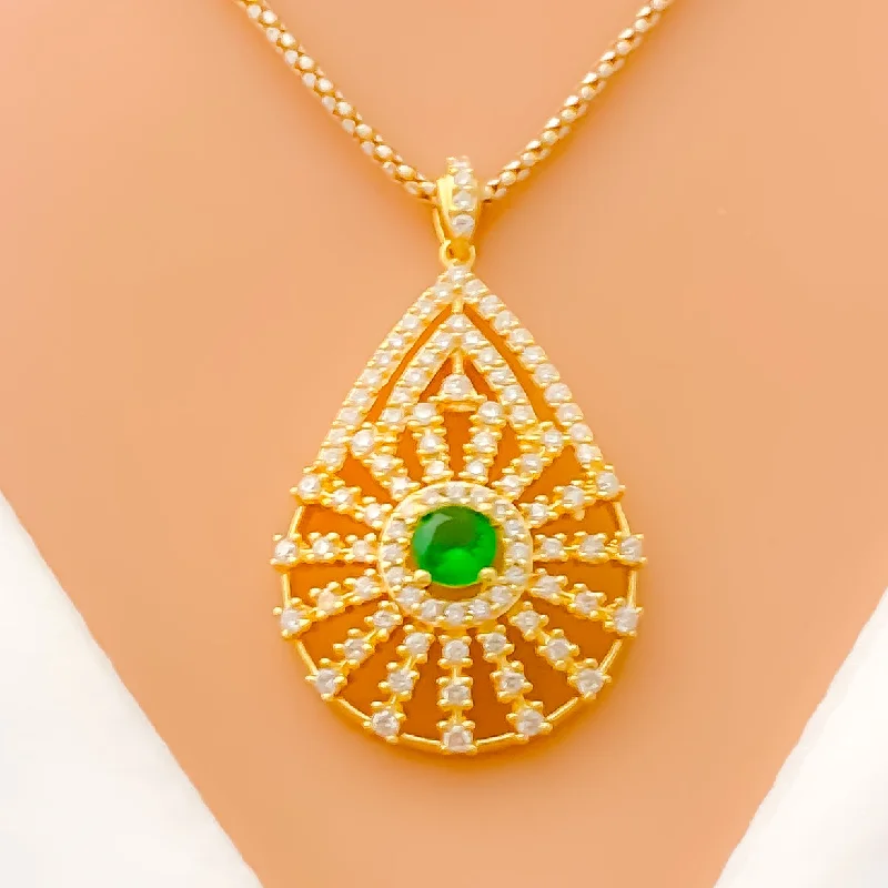 custom zodiac sign ring Decorative Striped Drop Diamond + 18k Gold Pendant