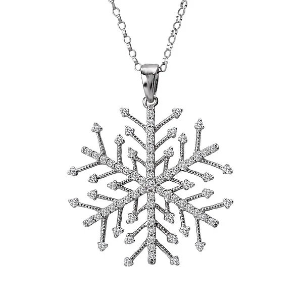 sterling silver lotus ring Diamond Snowflake Pendant