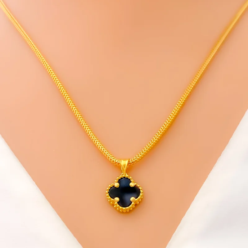 Eclectic 21k Gold Clover Pendant Set W/Ring