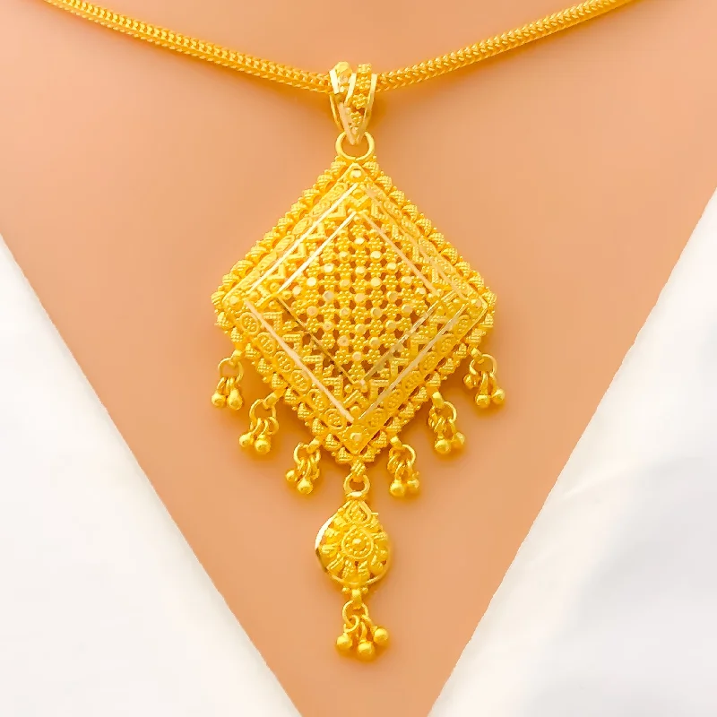 Glowing Beaded 22k Gold Pendant