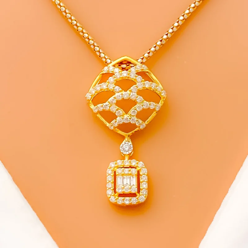 Impeccable Dangling Diamond + 18k Gold Pendant