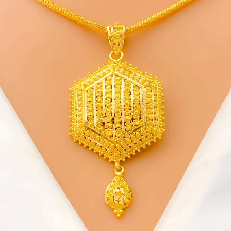 Jazzy Geometric 22k Gold Pendant