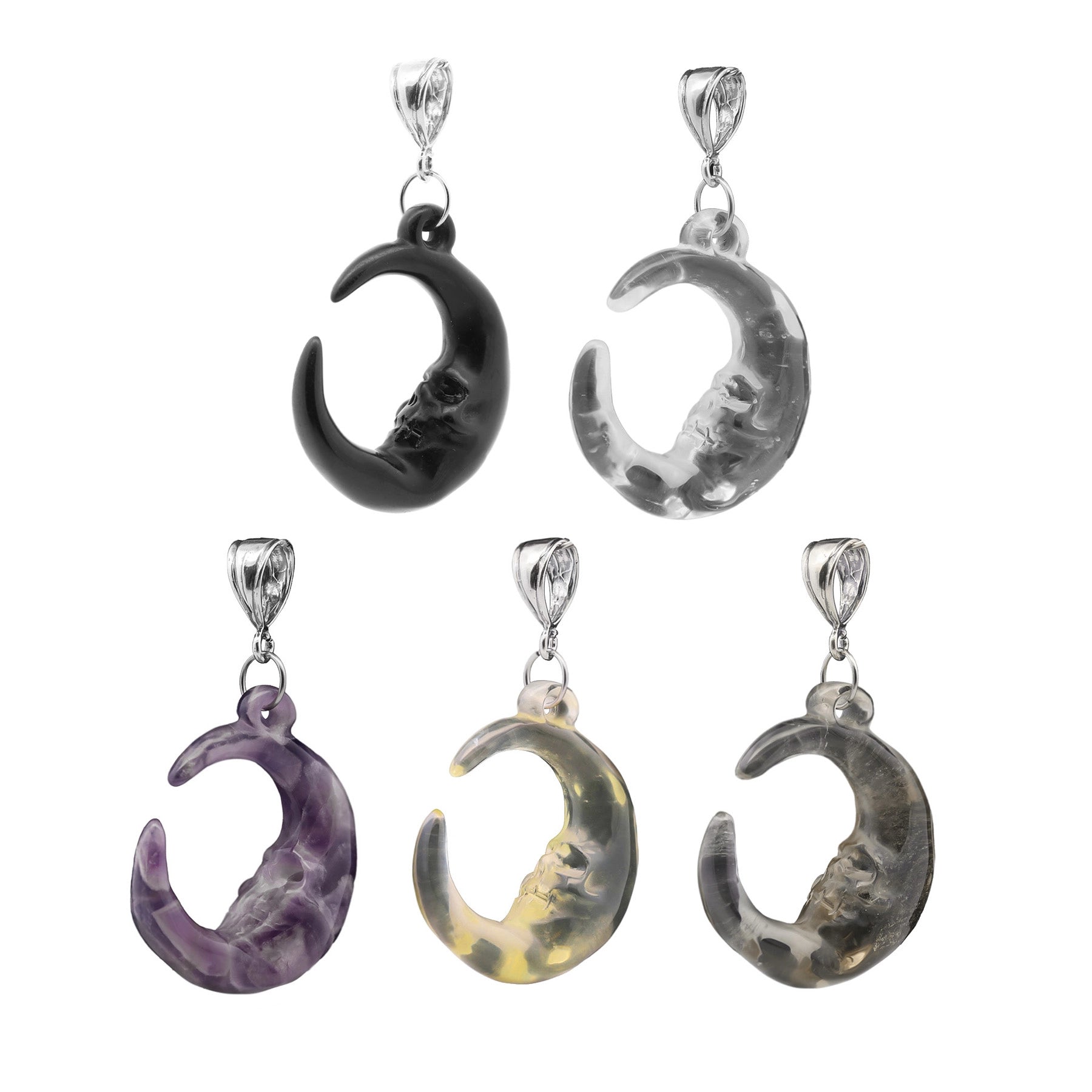 fine silver herringbone necklace LUNA CRYSTAL PENDANT
