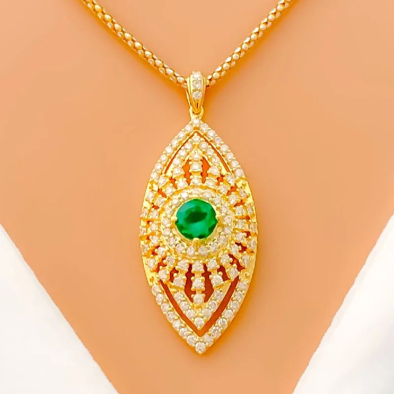 Magnificent Marquise Diamond + 18k Gold Pendant