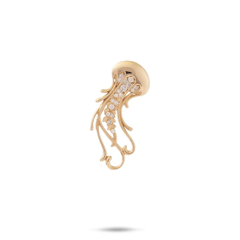 men’s leather and silver bracelet Ocean Dance Jellyfish Pendant in Gold with Diamonds - 24mm men’s leather and silver bracelet Ocean Dance Jellyfish Pendant in Gold with Diamonds - 24mm