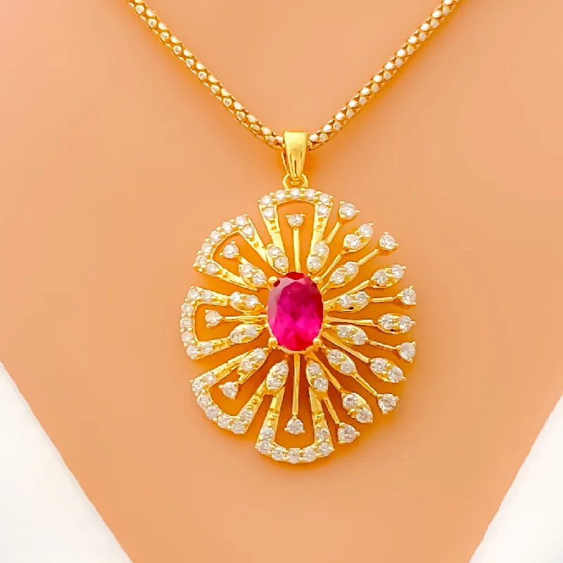 Palatial Ritzy Floral Diamond + 18k Gold Pendant