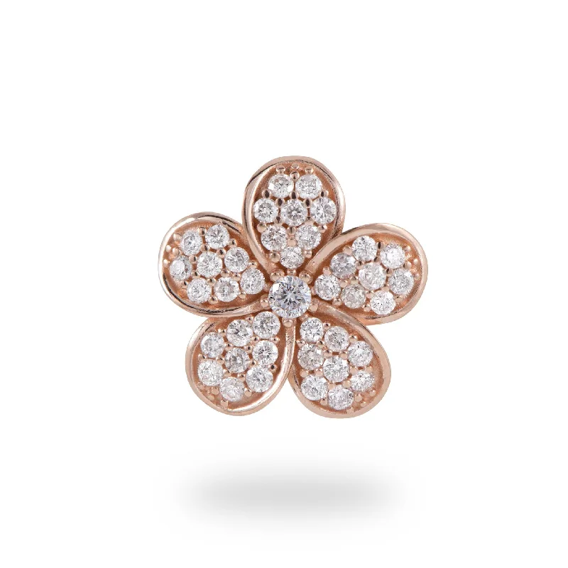 Plumeria Pendant in Rose Gold with Diamonds - 11mm